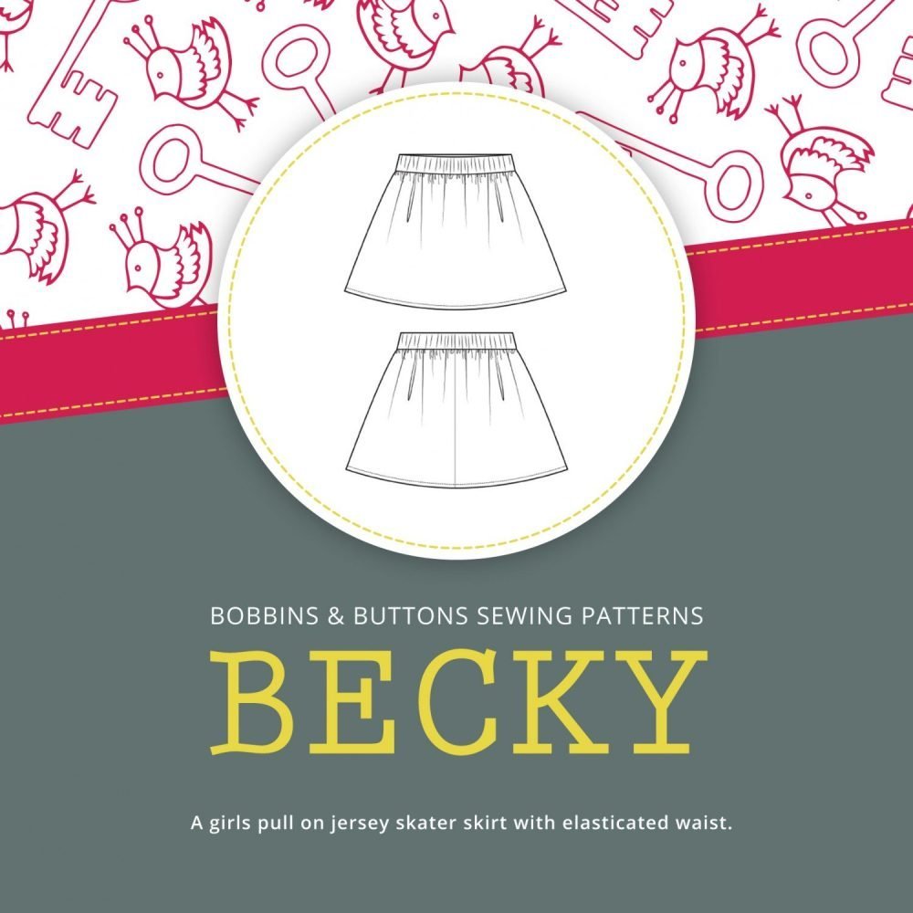 Becky Kids Skater Skirt sewing pattern from Bobbins and Buttons tern