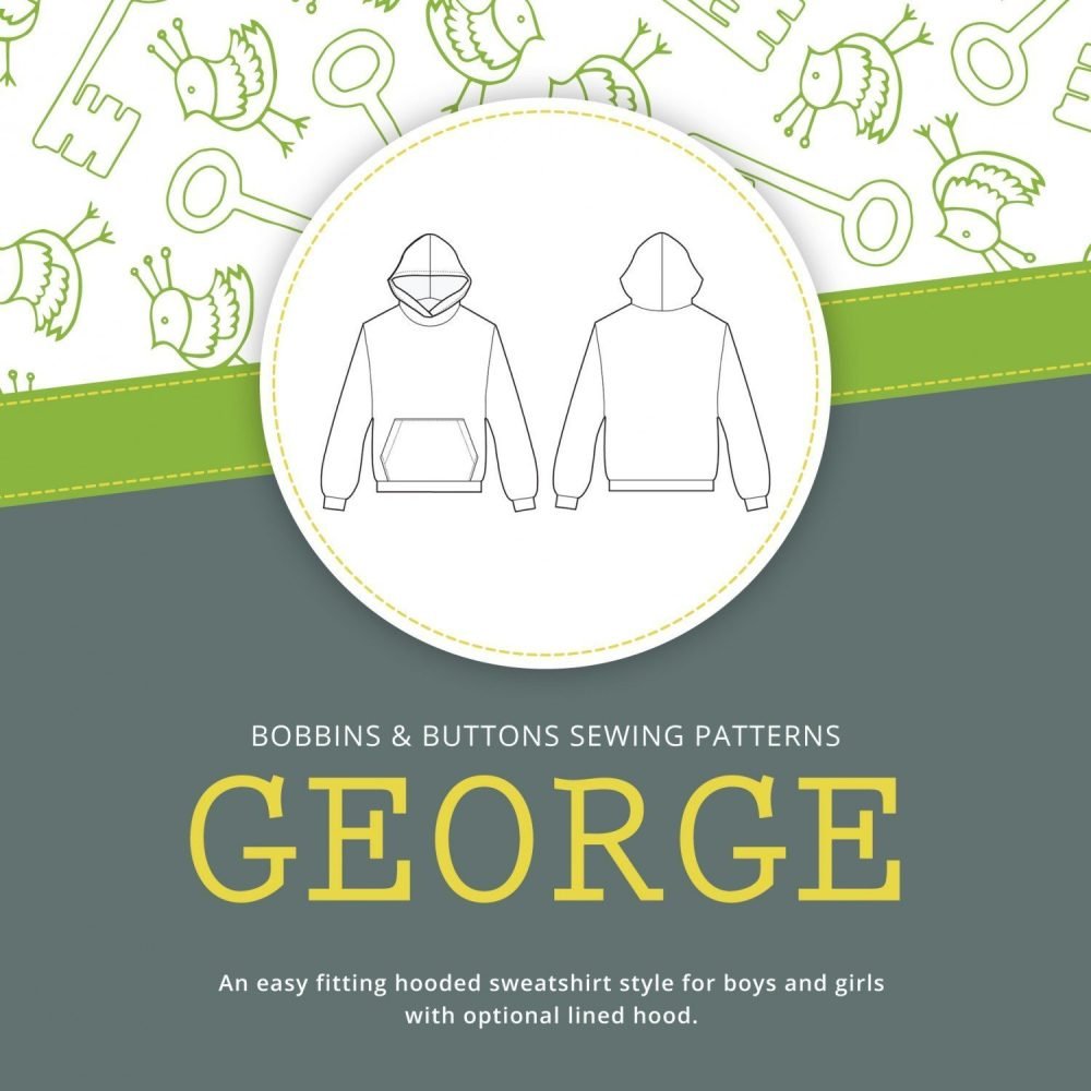 The George kids hoodie sewing pattern from Bobbins and Buttons