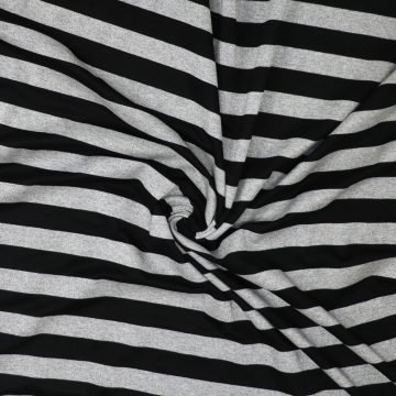 silver shimmer and black stripe viscose jersey