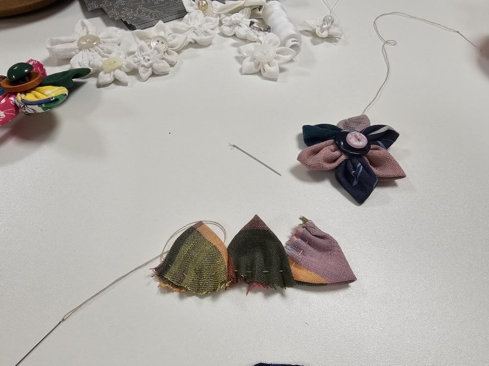Mindful sewing workshop for workplace wellbeing at Hastings Insurance