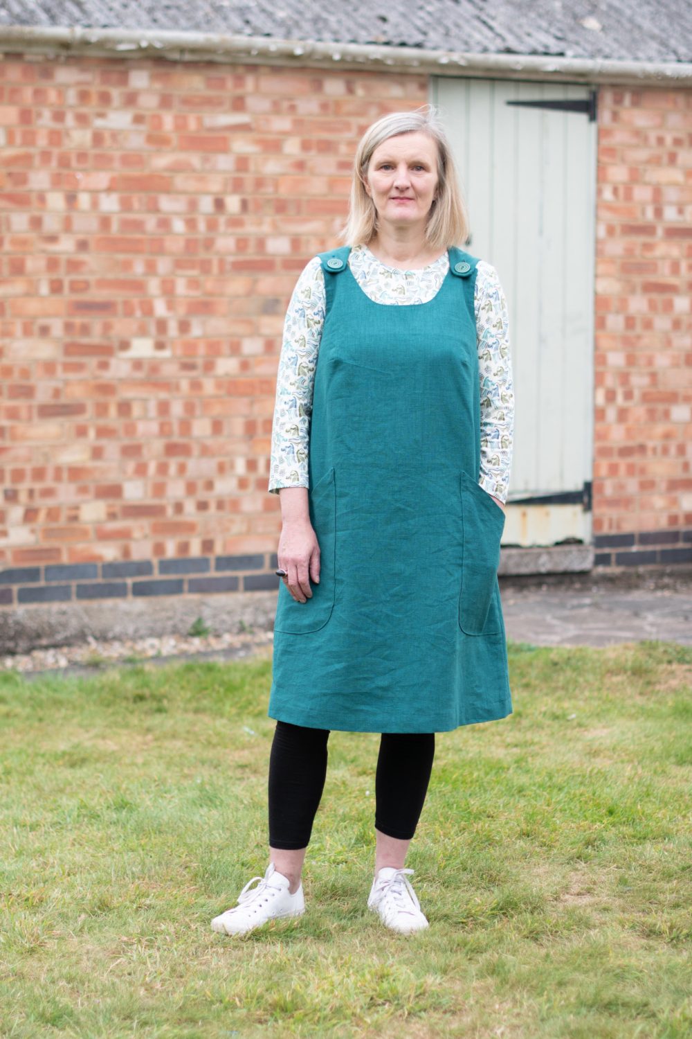 Finding sewing inspiration for your first clothes is all around - what are other people making? Julia pictured in the Jayne ladies pinafore dress.